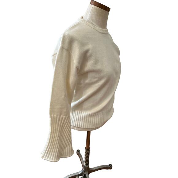 JOA Revolve Bell sleeve crewneck sweater Winter White XS - Picture 3 of 6